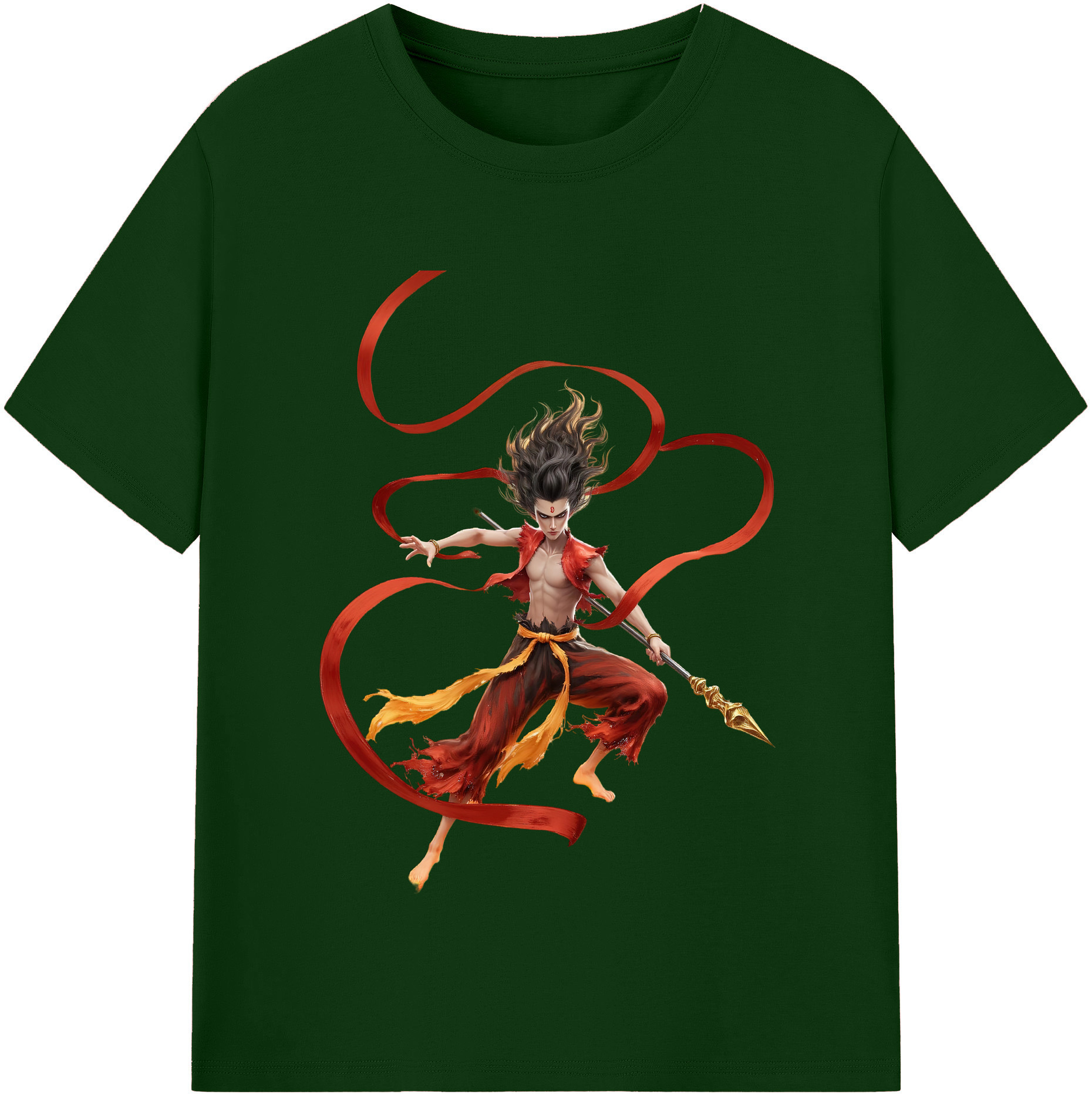 （画像用） Ne Zha 2 ナタ 魔童の大暴れ 綿100％半袖Tシャツ（フロントプリント）
